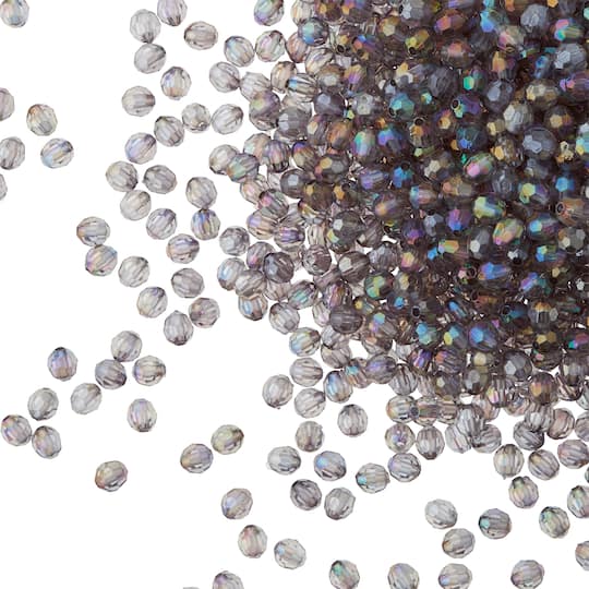 Clear Gray Aurora Borealis Faceted Acrylic Round Craft Beads by Bead  Landing™, 6mm